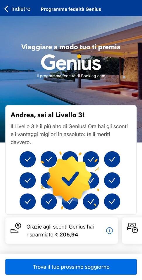 Risparmiare viaggiando - Screen del programma risparmio di booking