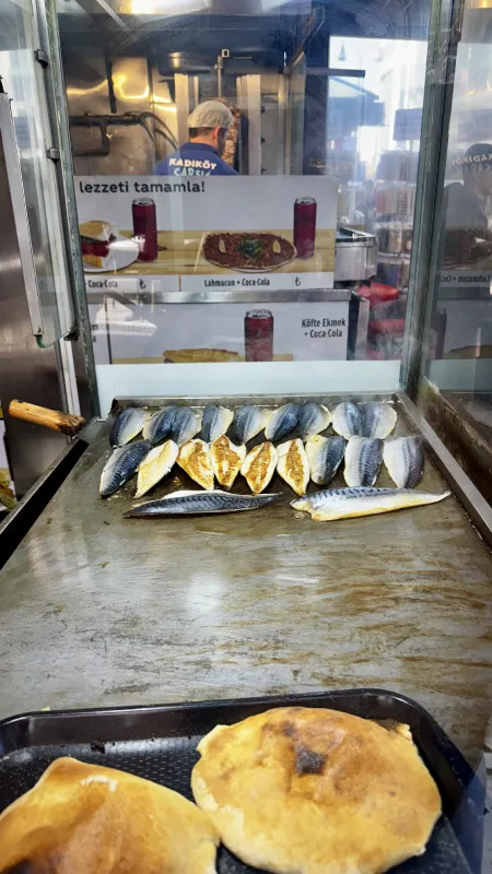 vista su un chiosco che vende Balık Ekmek