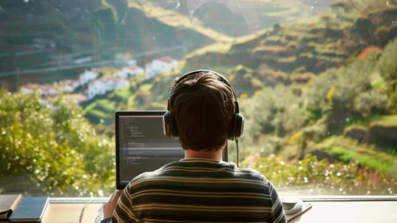 Ragazzo mentre lavora al computer