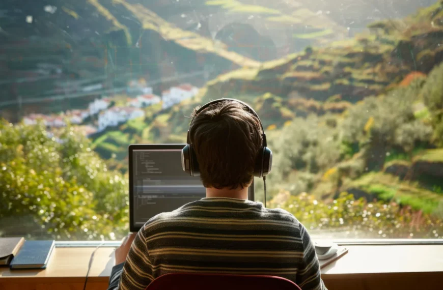 Ragazzo mentre lavora al computer
