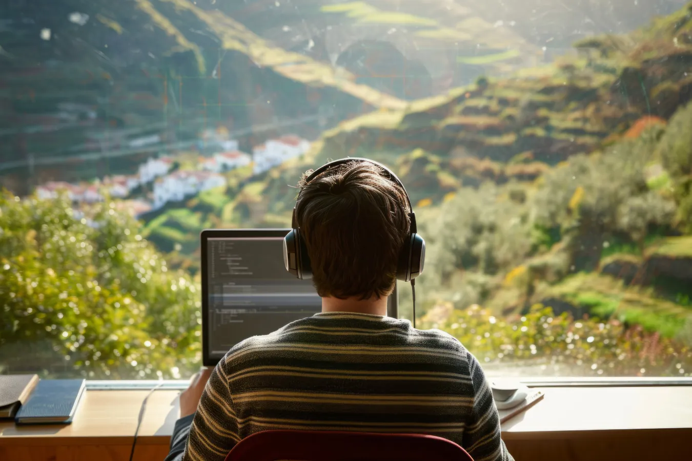Ragazzo mentre lavora al computer