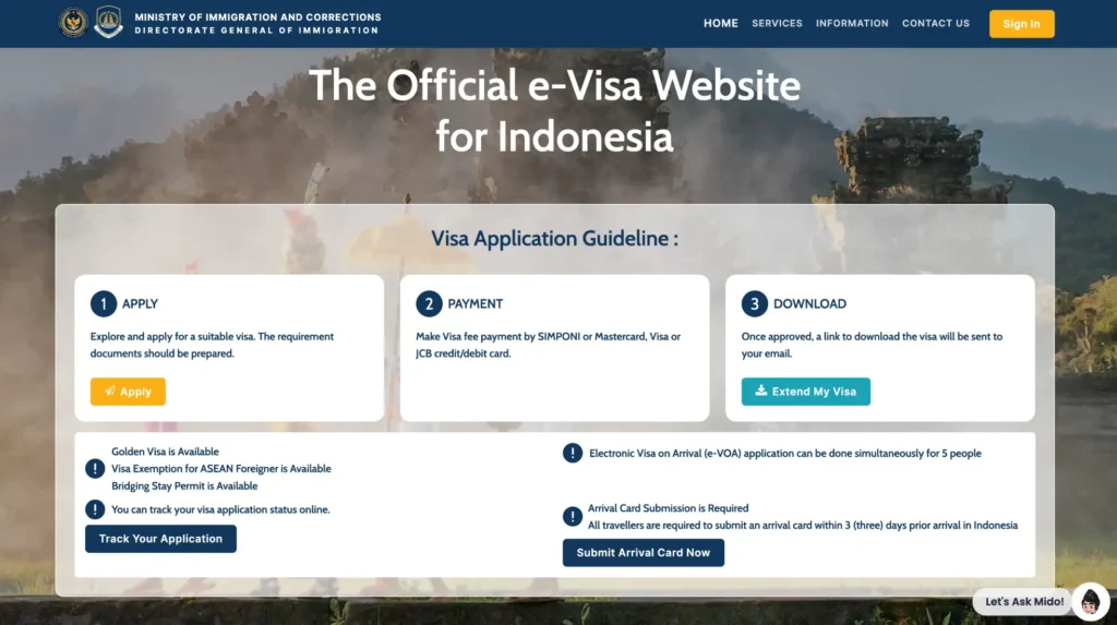 Sito Ufficiale immigrazione Bali e Indonesia