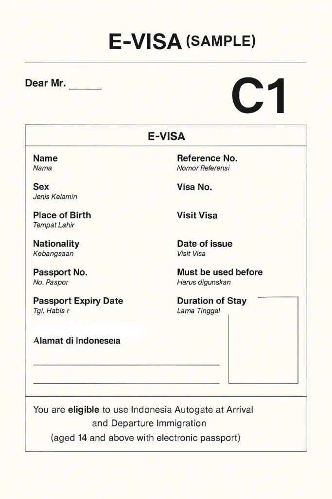 Visto c1 ingresso Indonesia
