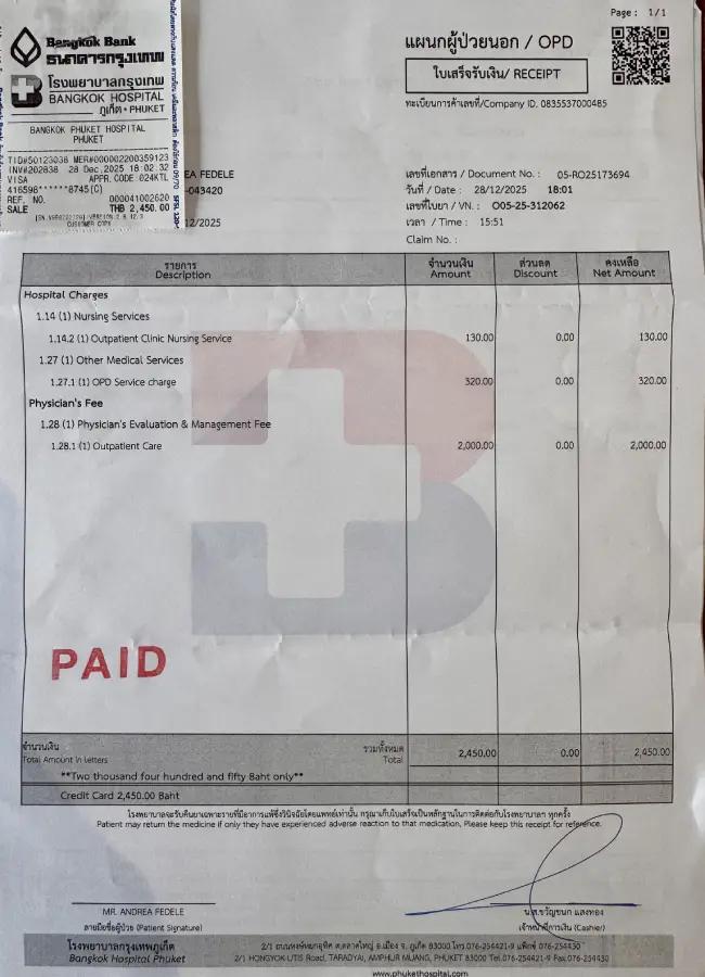 parcella medica pagata