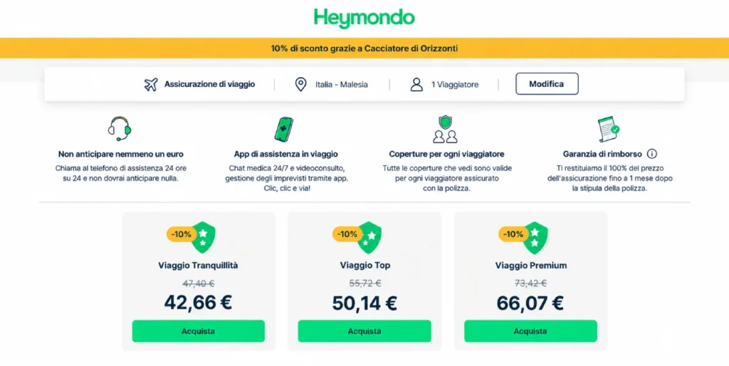 Assicurazione Heymondo viaggi